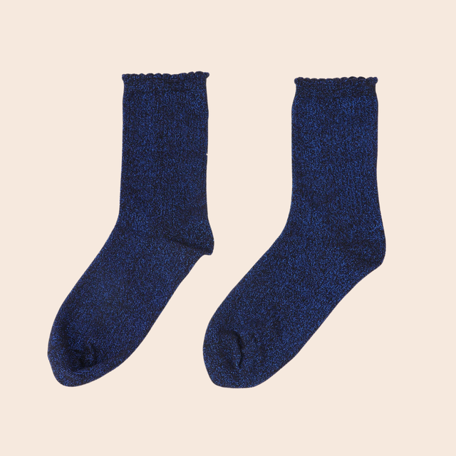 Plain Combed Cotton Glitter Socks