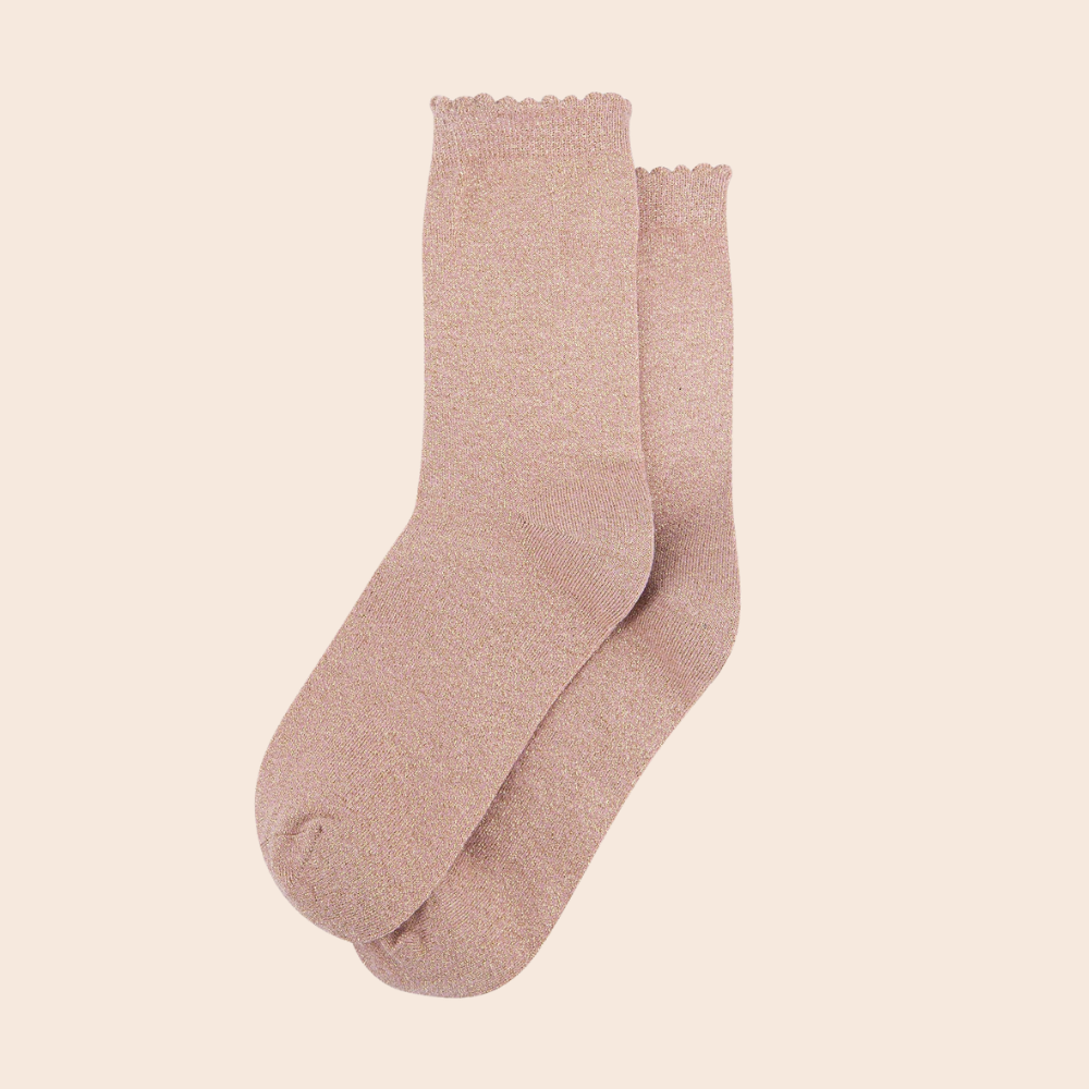 Plain Combed Cotton Glitter Socks
