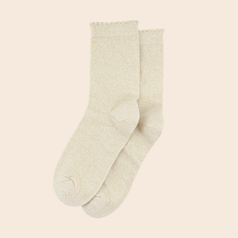 Plain Combed Cotton Glitter Socks