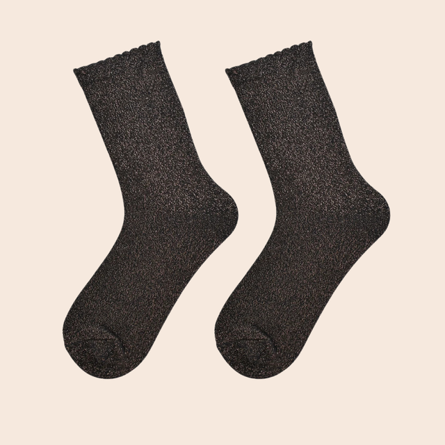 Plain Combed Cotton Glitter Socks