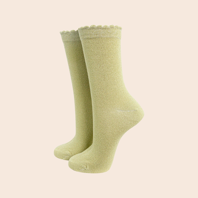 Plain Combed Cotton Glitter Socks