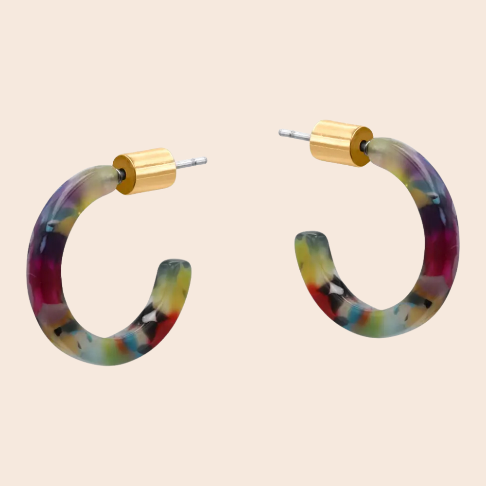 Marbled Resin Hoop Earrings