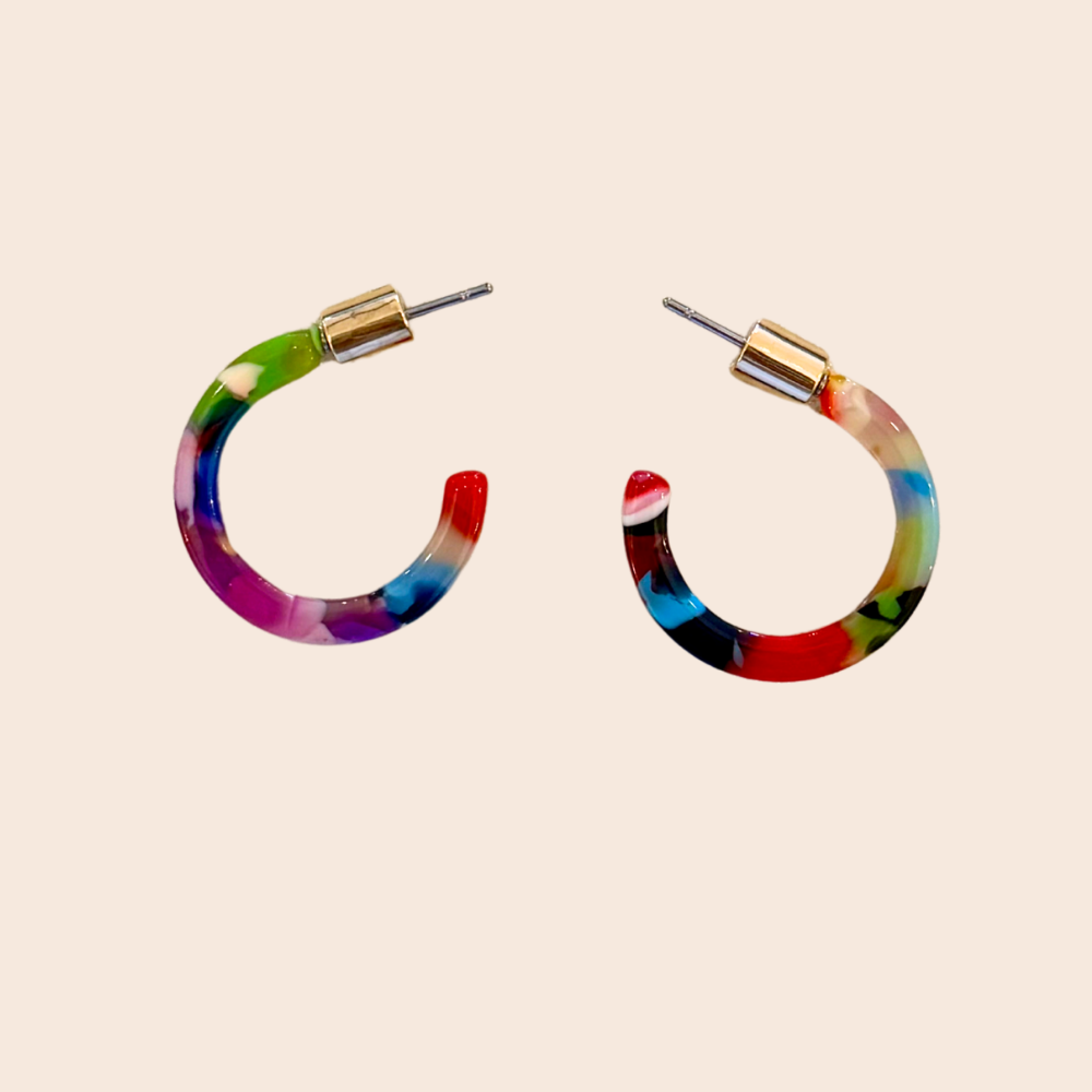 Marbled Resin Hoop Earrings