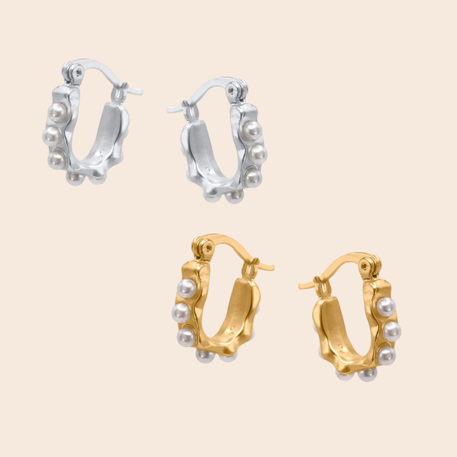 Cerenity Matte Row of Pearls Earrings