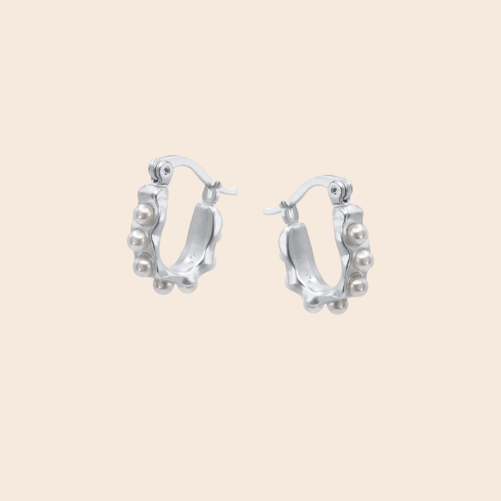 Cerenity Matte Row of Pearls Earrings