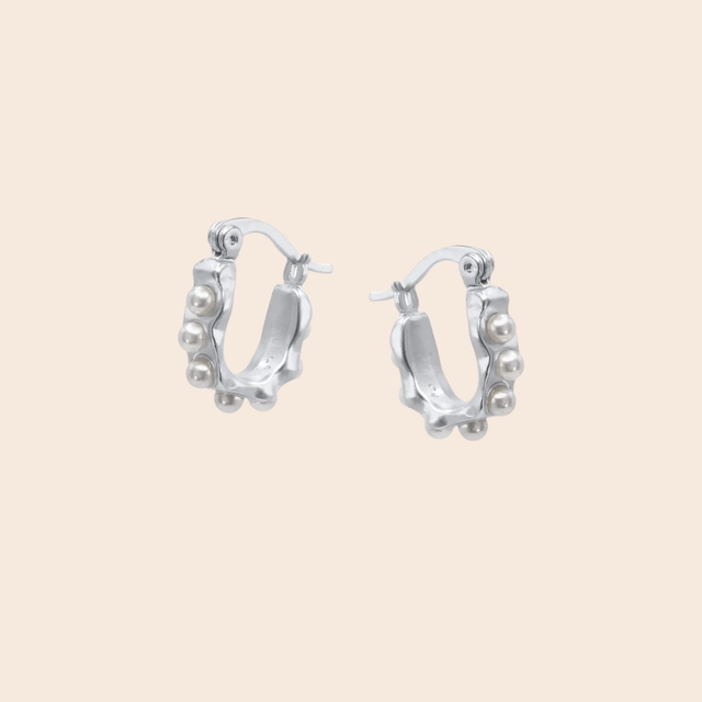 Cerenity Matte Row of Pearls Earrings
