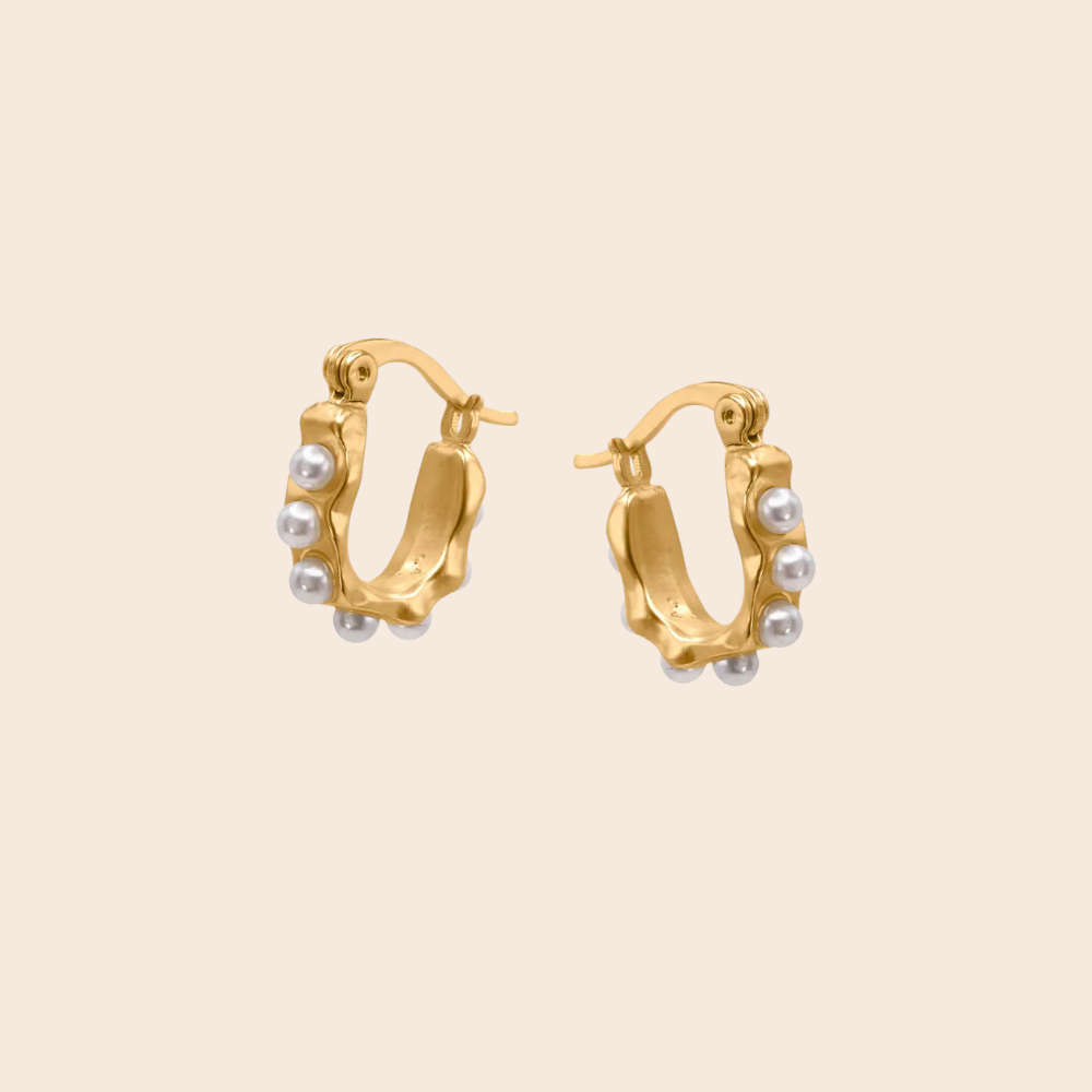 Cerenity Matte Row of Pearls Earrings