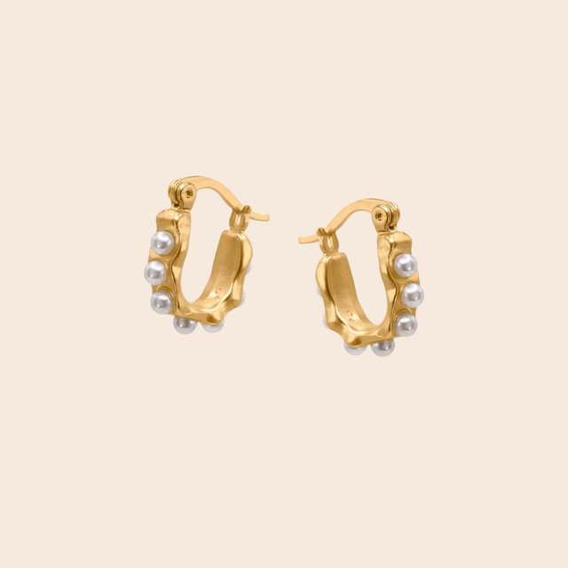 Cerenity Matte Row of Pearls Earrings