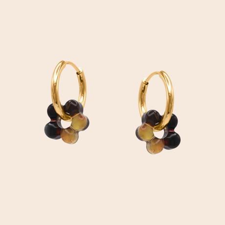Resin Flower Gold  Huggie Hoops
