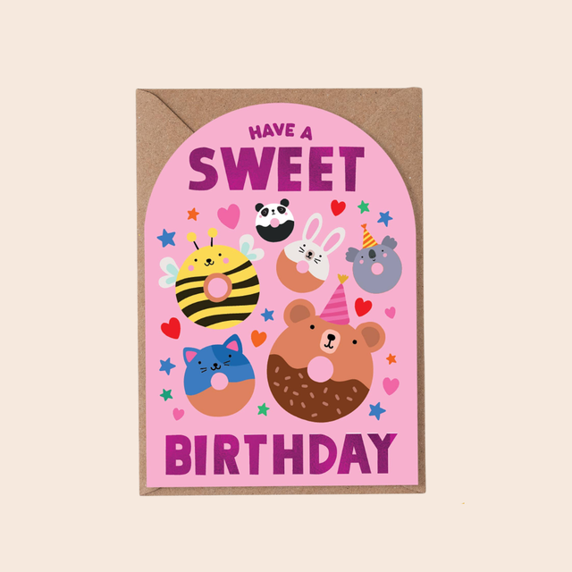 Animal Donut Birthday Card
