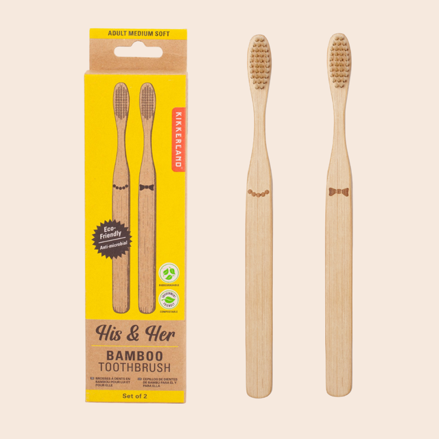 His And Her Bamboo Toothbrush Set