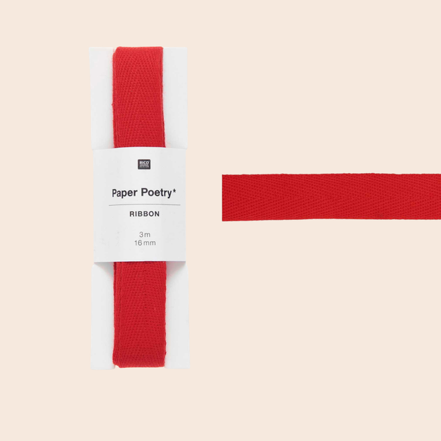 Red Cotton Ribbon: 16 mm