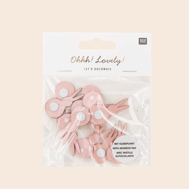 Rose Pink Rabbit Wooden Stickers