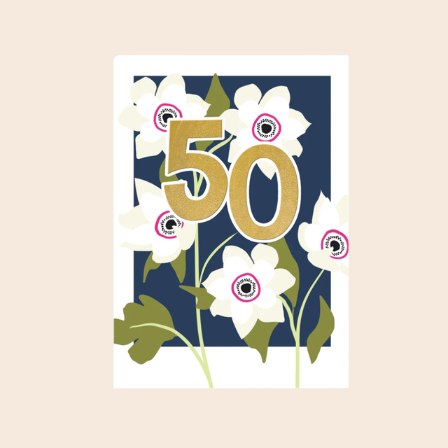 Age 50 Floral Card