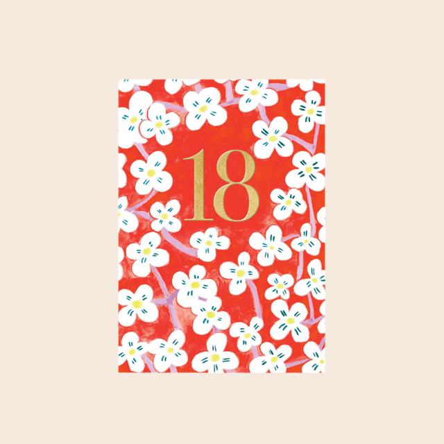 Age 18 Floral Card