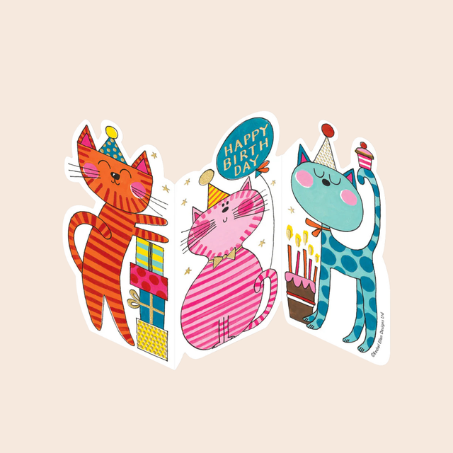 Birthday Cats Fold Out Card