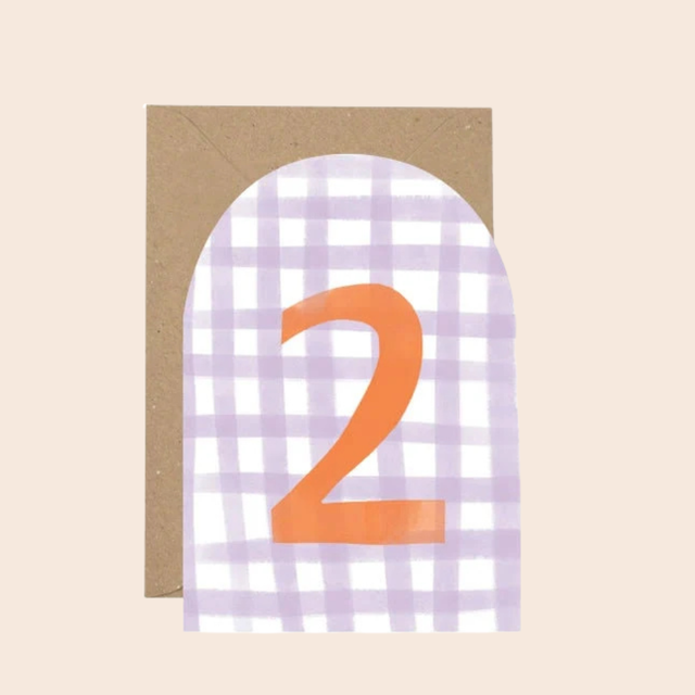 2nd Birthday Lilac Gingham Card