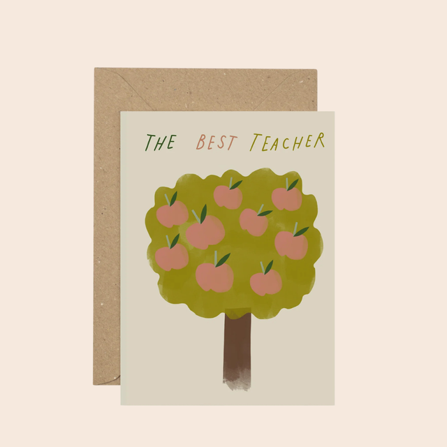 Best Teacher Apple Tree Card