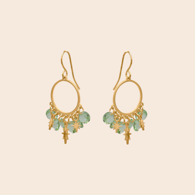 Matcha Green Penelope Brass Earrings