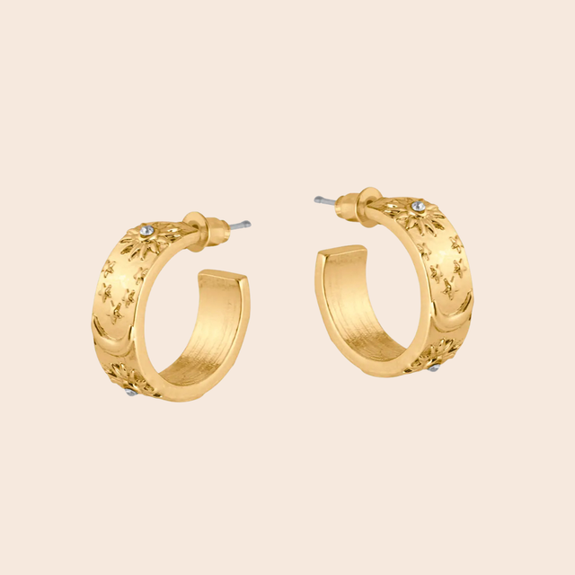 Margot Engraved Charm Hoop Earrings
