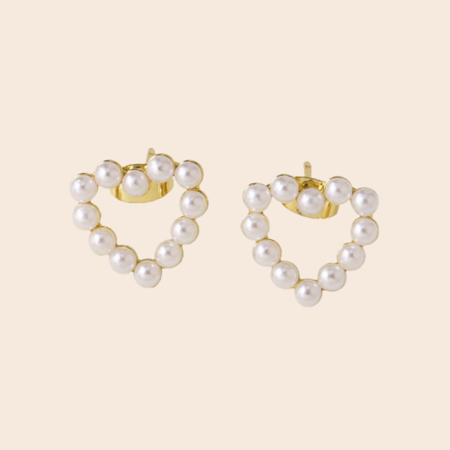 Pearl Heart Outline Earrings