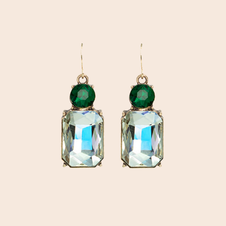 Twin Gem Dangly Earrings
