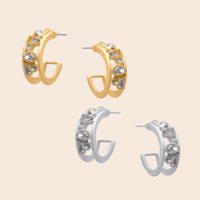 Cerenity Matte Petite Hoop Filigree Earrings