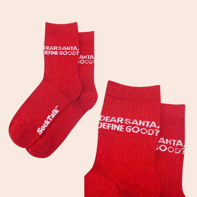 Dear Santa, Define Good? Cotton Glitter Socks
