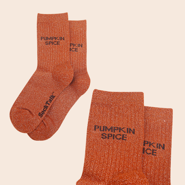 Pumpkin Spice Cotton Glitter Socks