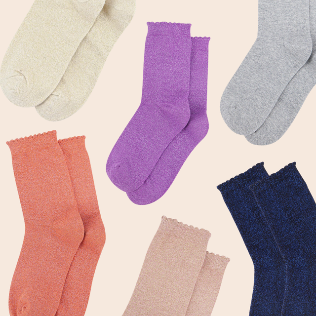 Plain Combed Cotton Glitter Socks