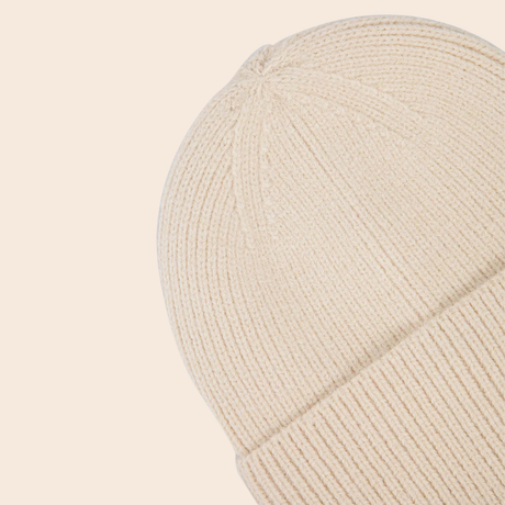 Cream Ribbed Beanie Hat