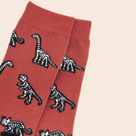 Orange Dinosaur Skeleton Socks