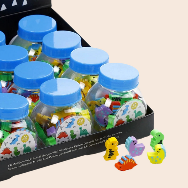 Jar of Mini Dinosaur Erasers