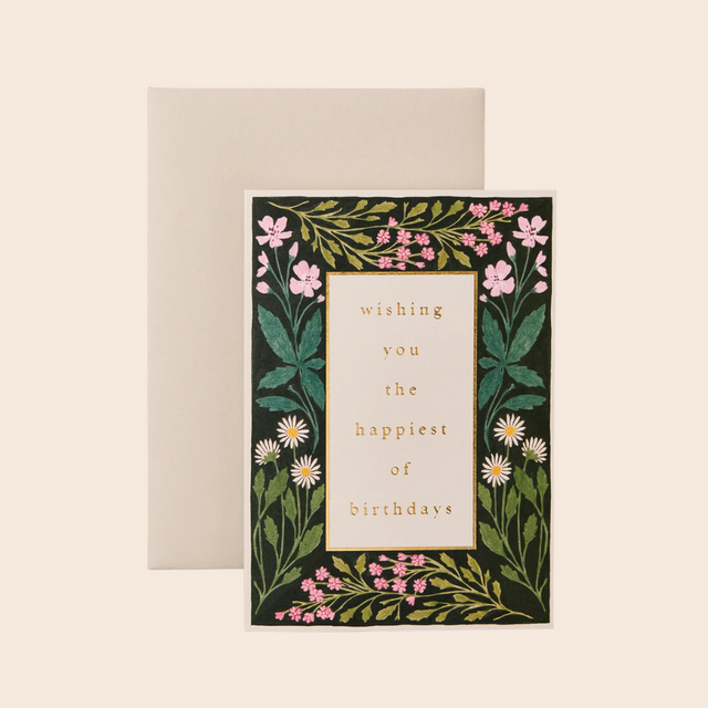 Meadow Border Happiest Birthday Card