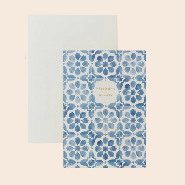 Blue Tile Birthday Card