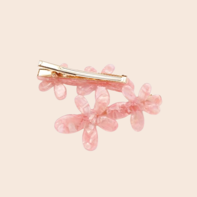 Pink Flowers Hair Clip Twin Pack