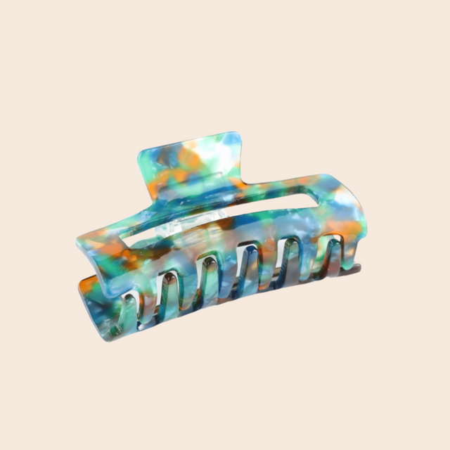 Rectangle Green Tortoise Hair Clip