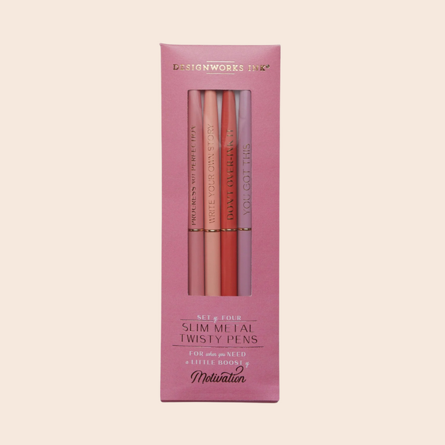 Twisty Slim Metal Pen Set - Motivational