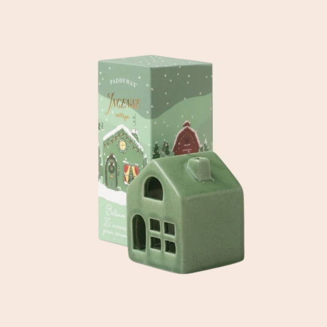 Green Ceramic House Incense Holder