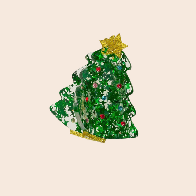 Christmas Tree Glitter Claw Clip