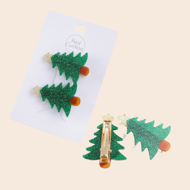 Mini Christmas Tree Hair Clips