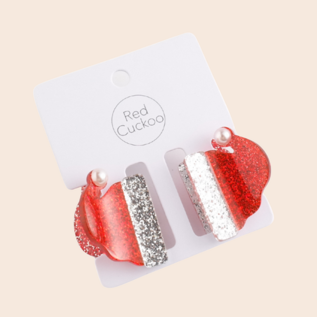 Santa Hat Twin Claw Clips