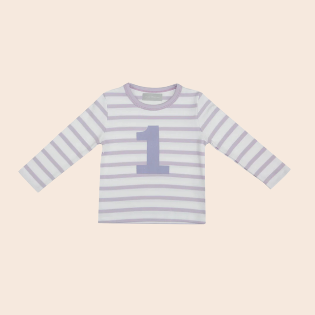 Parma Violet  & White Breton Stripe Number T Shirts