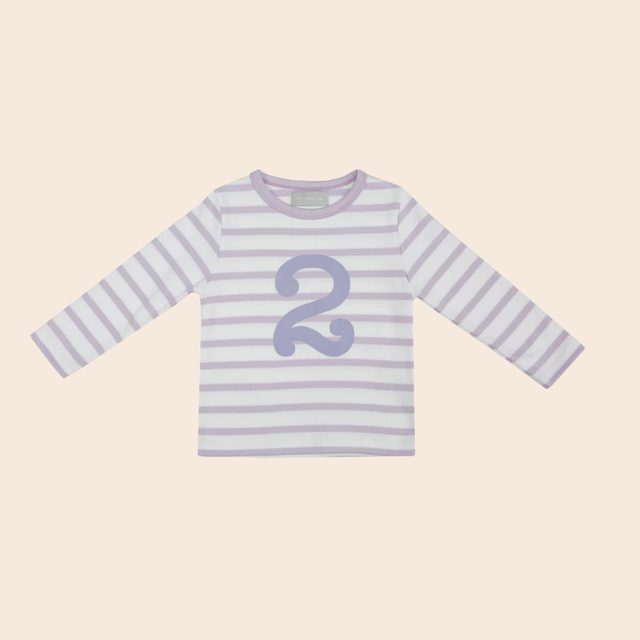 Parma Violet  & White Breton Stripe Number T Shirts