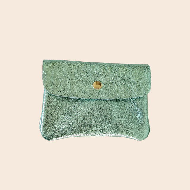Mint Metallic Leather Purse