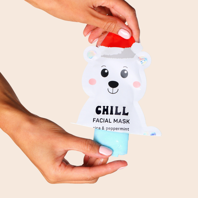 Festive Peppermint Polar Bear Face Mask