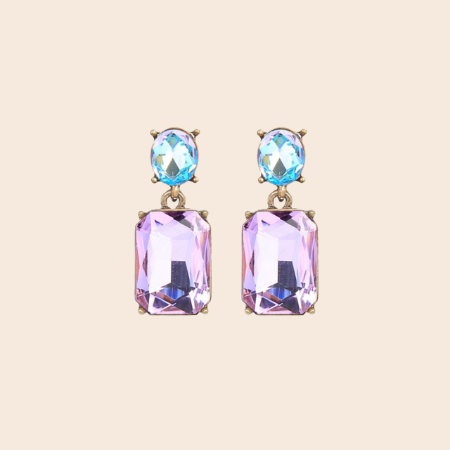 Twin Gem Lilac Aqua Earrings