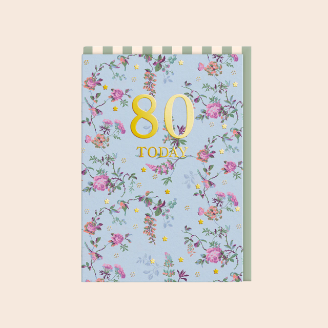 Age 80 Floral Birthday Card