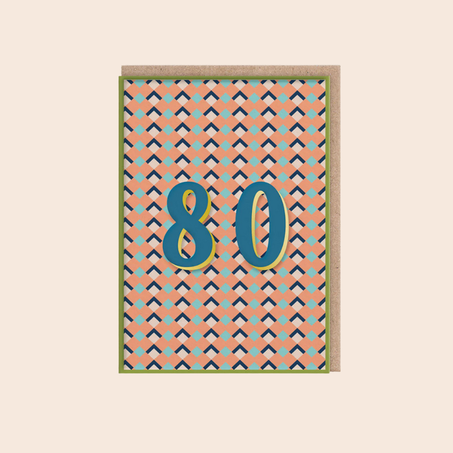 Age 80 Geometric Card