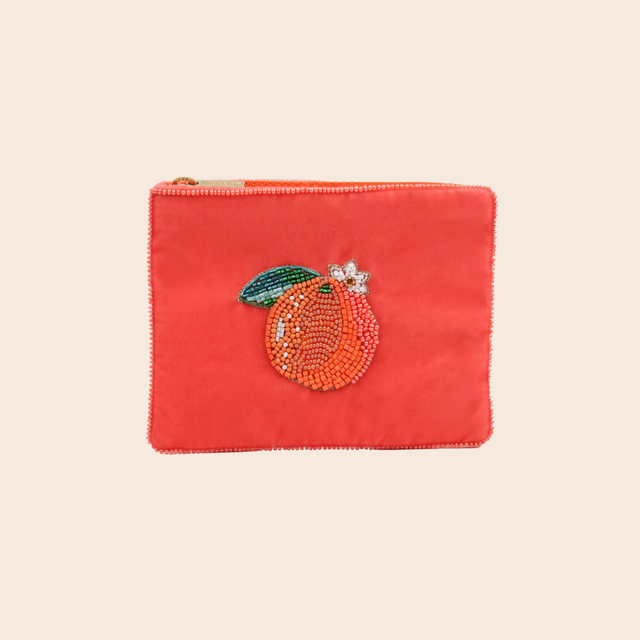 Beaded Summer Orange Coin Purse